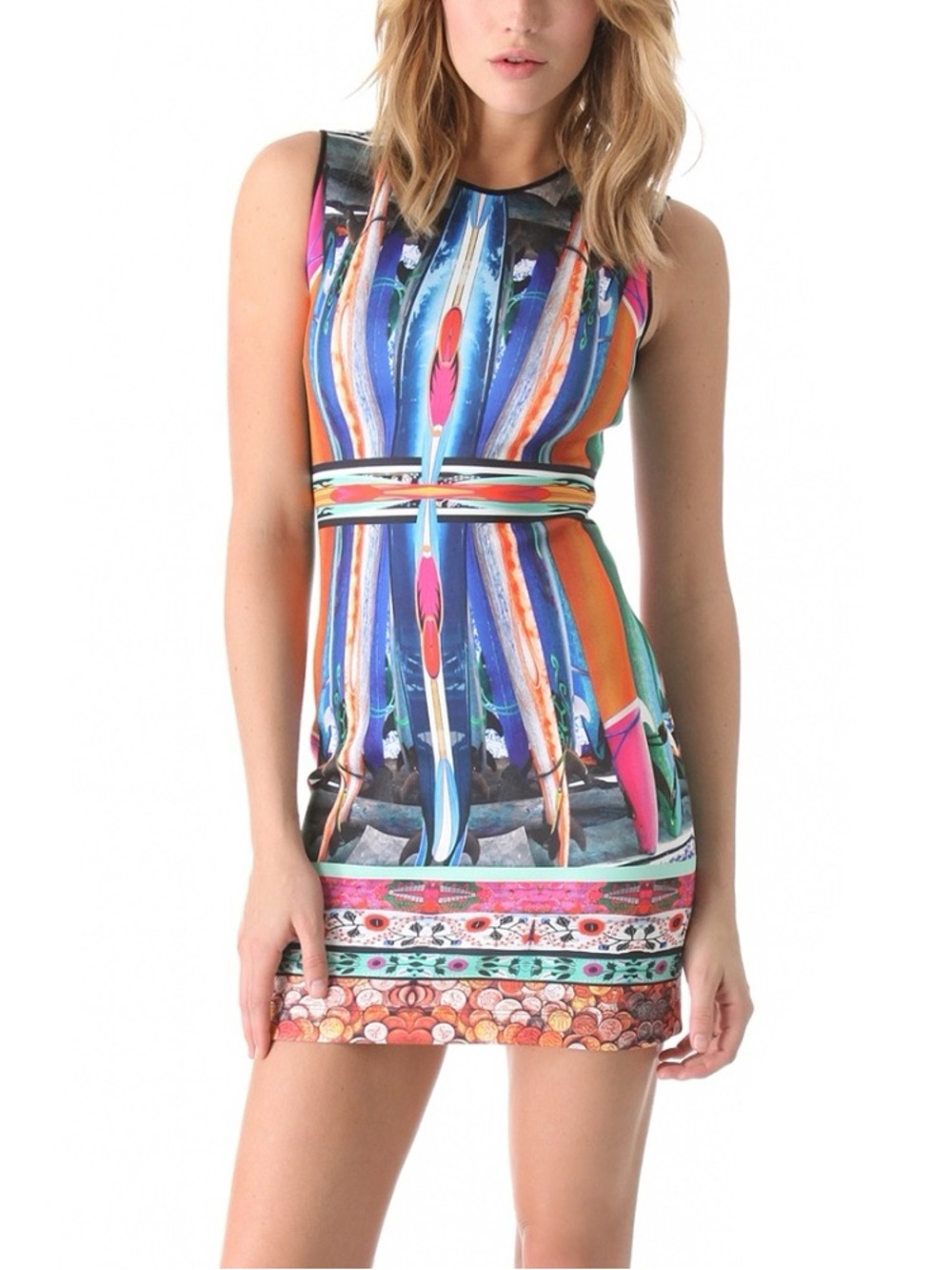 Clover Canyon Multicolor Surfboard Stripe Print Midi Dress
